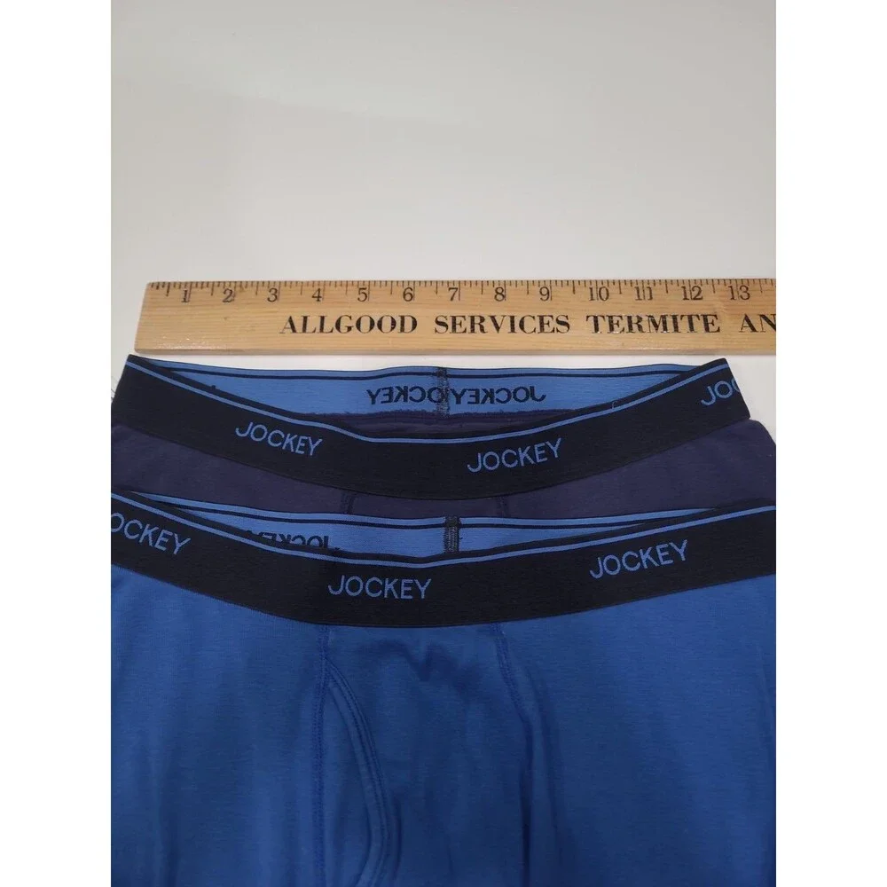 2 Jockey Men's Staycool Brief Boxer Shorts Size Medium Blue Cotton Logo B26